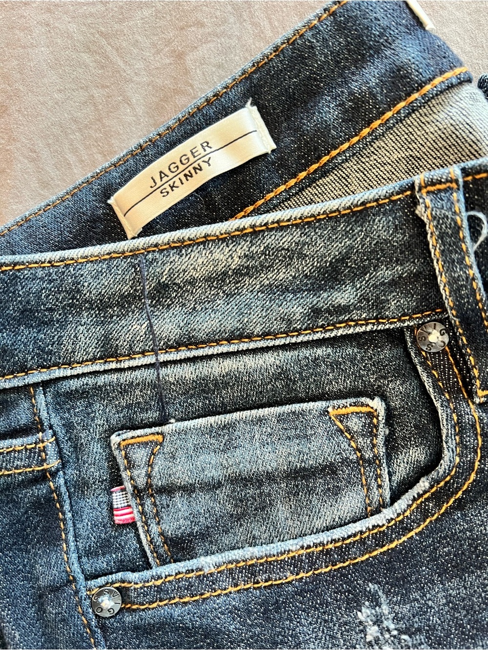 Vigoss Jagger Skinny Jeans in Faded Blue with Contrast Stitching